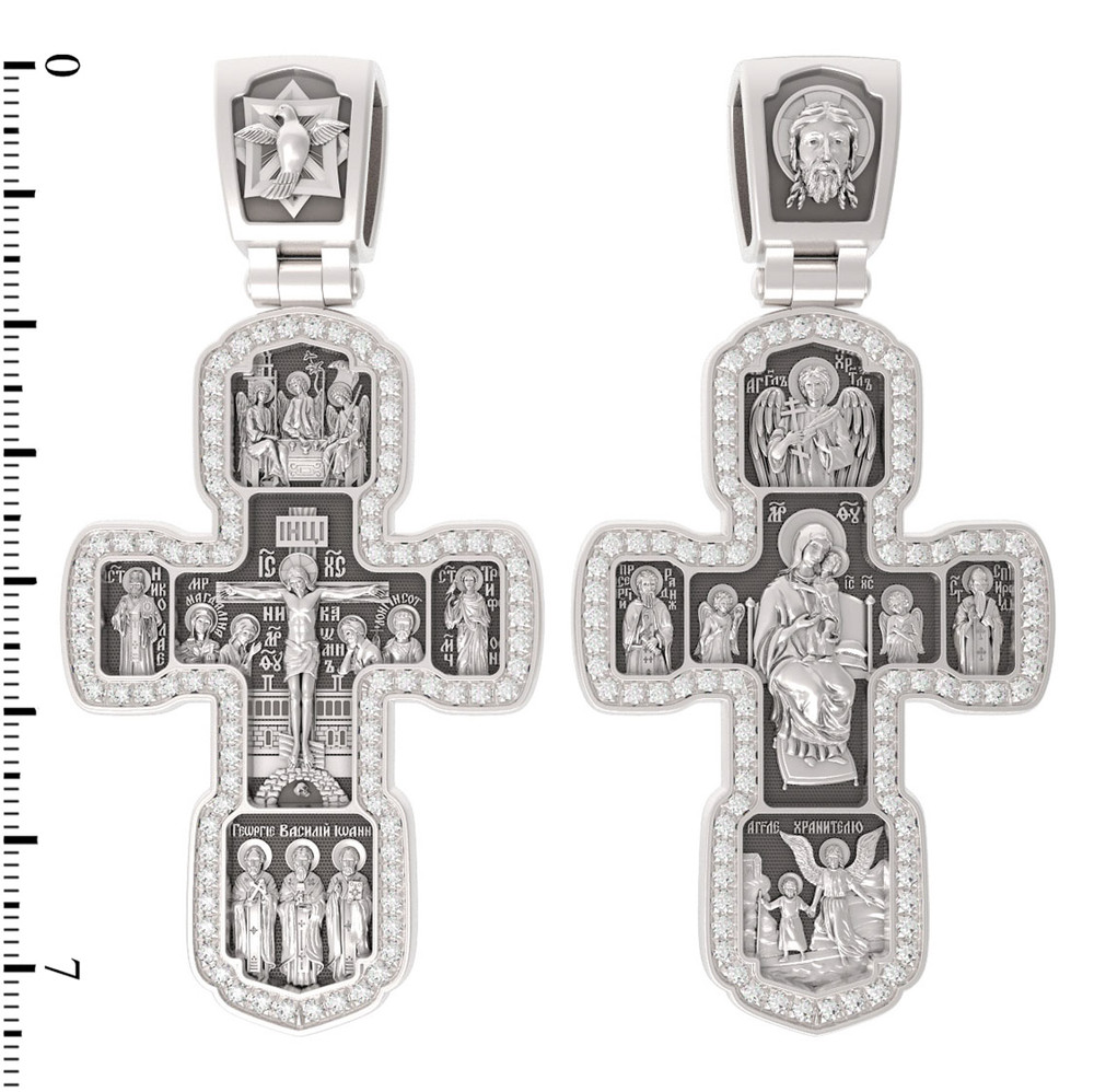 Крест из белого золота c бриллиантами