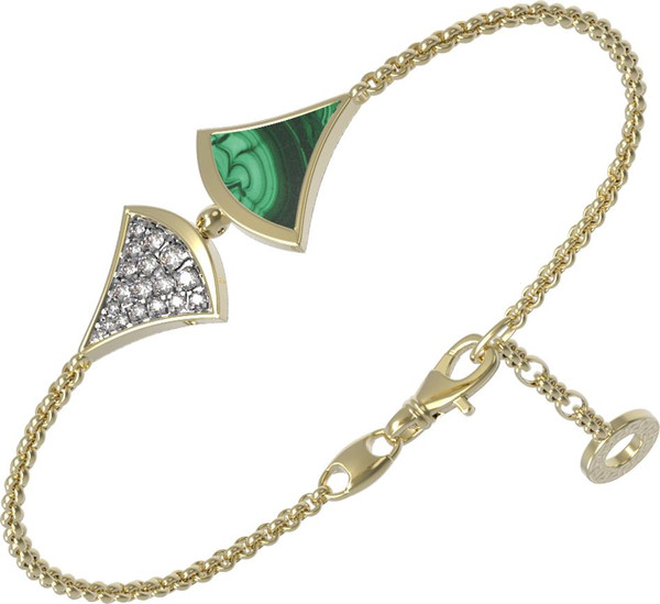 Браслет из лимонного золота c бриллиантами и малахитом