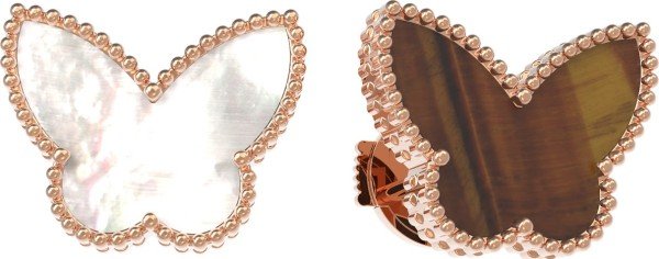 Серьги из золота 585 пробы c тигровым глазом и перламутром