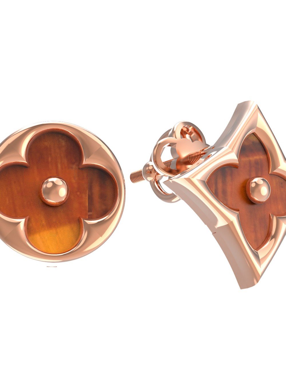 Серьги из золота 585 пробы c тигровым глазом