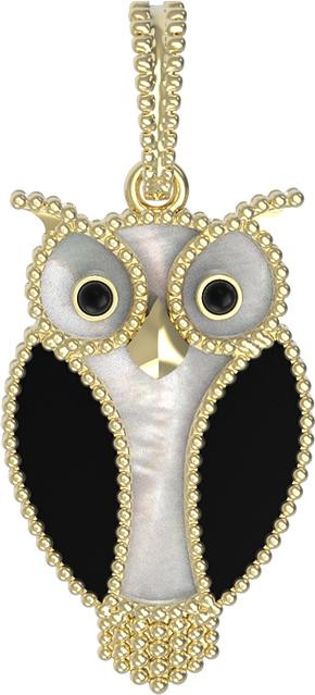 Подвеска из лимонного золота c эмаль , ониксом и перламутром