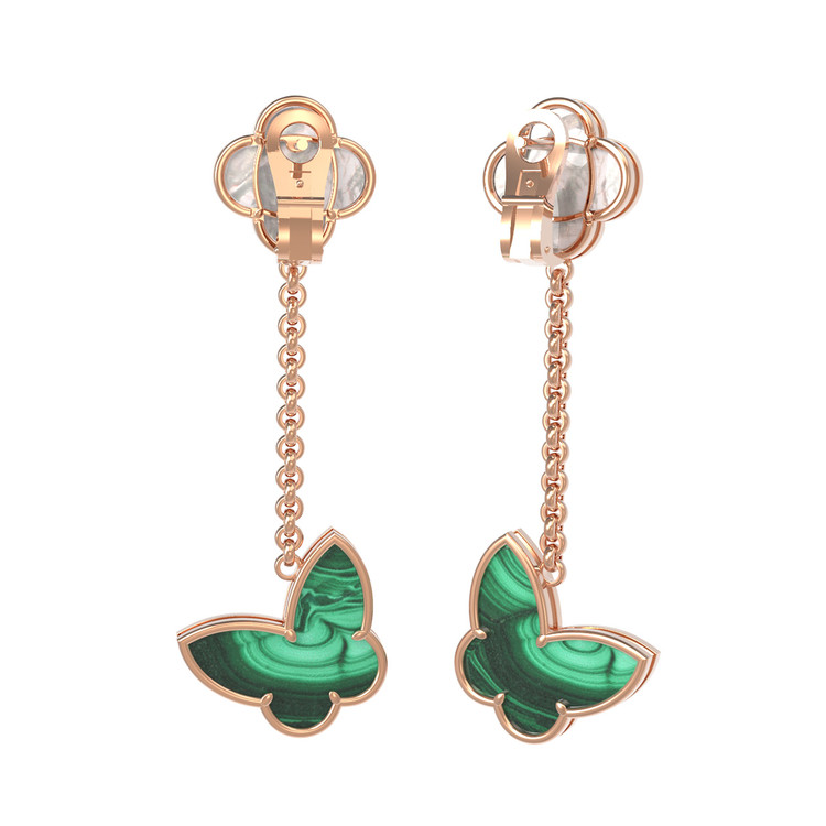 Серьги из золота c малахитом и перламутром