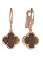 Серьги из золота 585 пробы c тигровым глазом