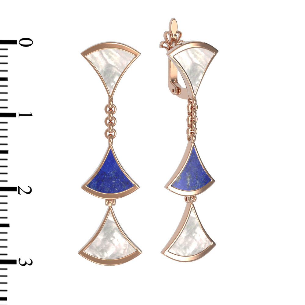 Серьги из золота c лазуритом и перламутром