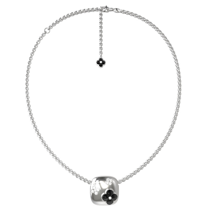 Колье из белого золота c бриллиантами и ониксом