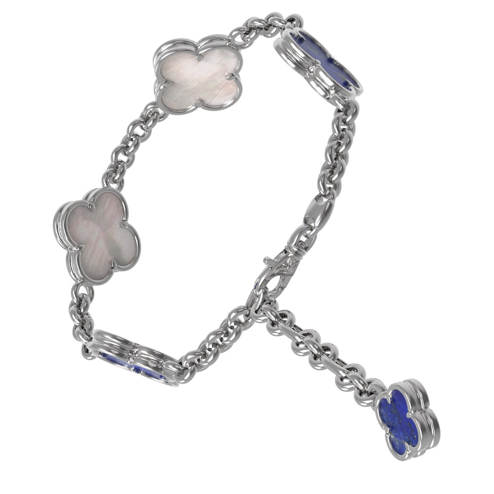 Браслет из белого золота c лазуритом и перламутром