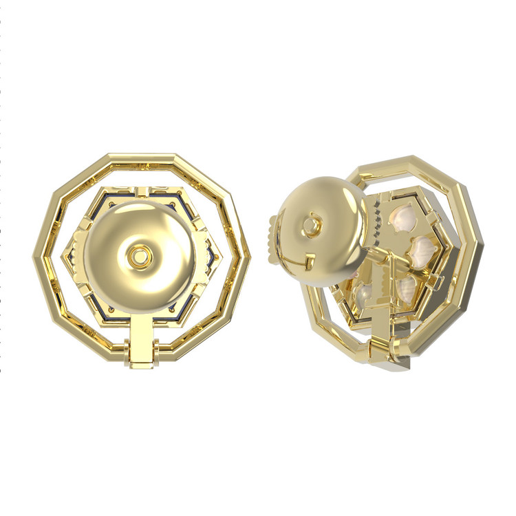 Серьги из лимонного золота c лазуритом и перламутром