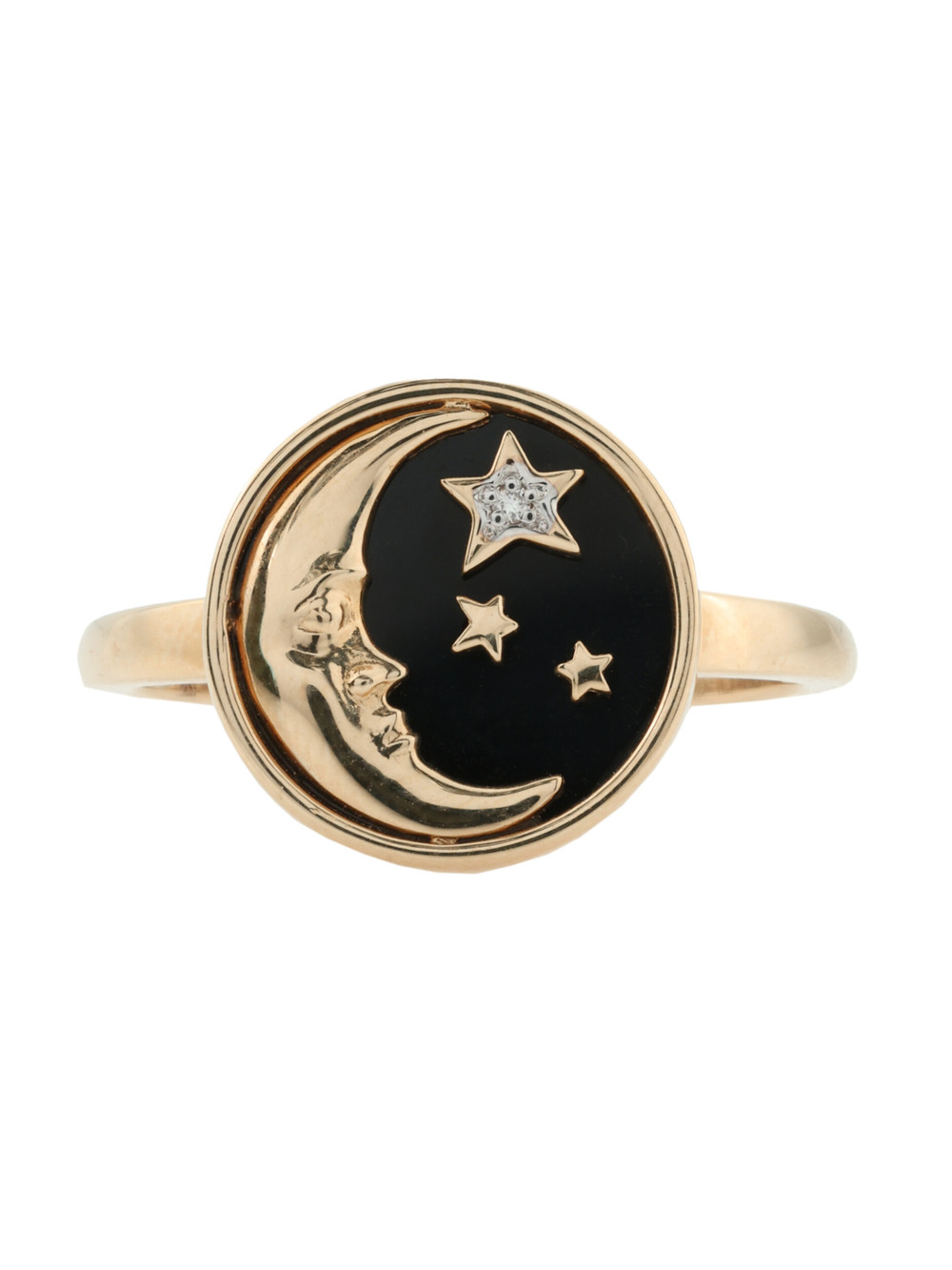 Кольцо из золота c бриллиантами и ониксом