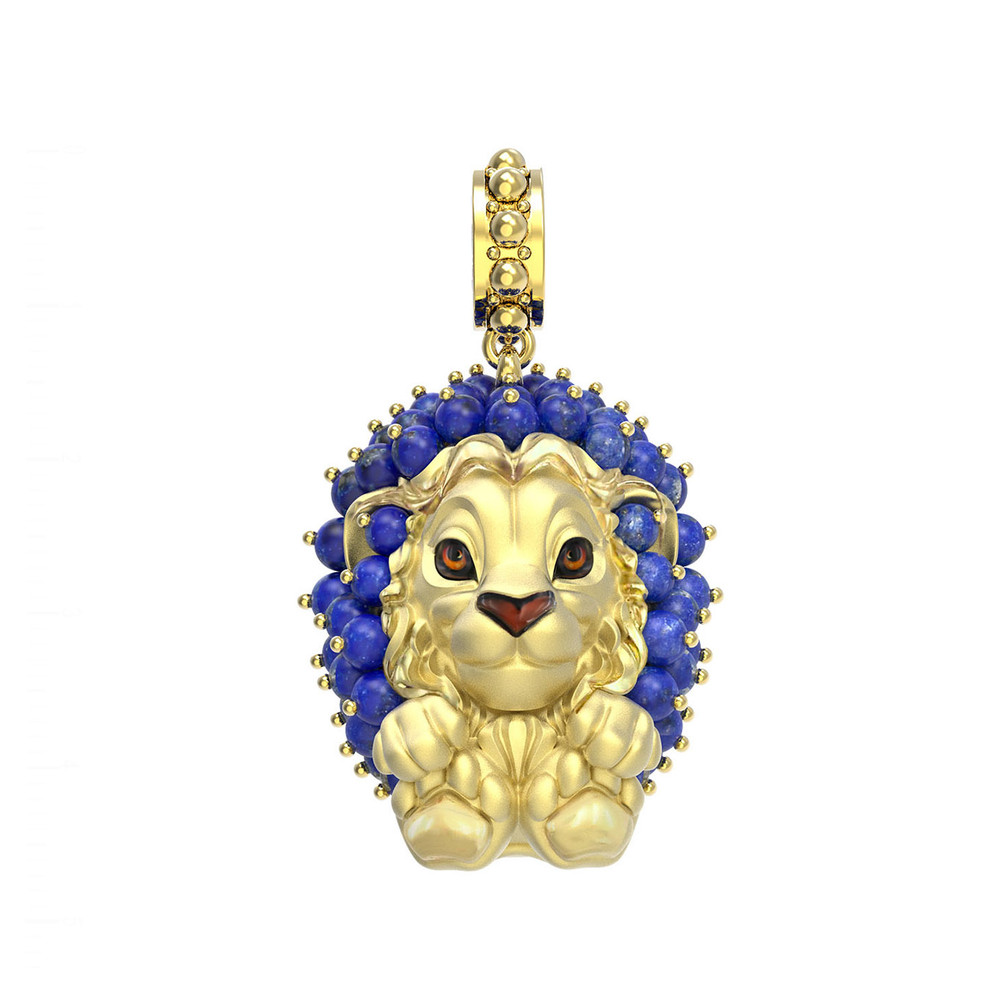 Подвеска из лимонного золота c эмаль и лазуритом