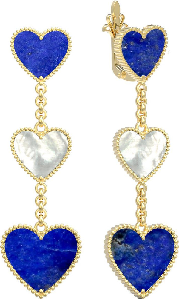 Серьги из лимонного золота c лазуритом и перламутром