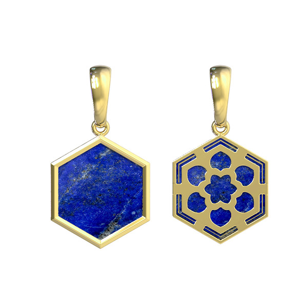 Подвеска из лимонного золота c лазуритом
