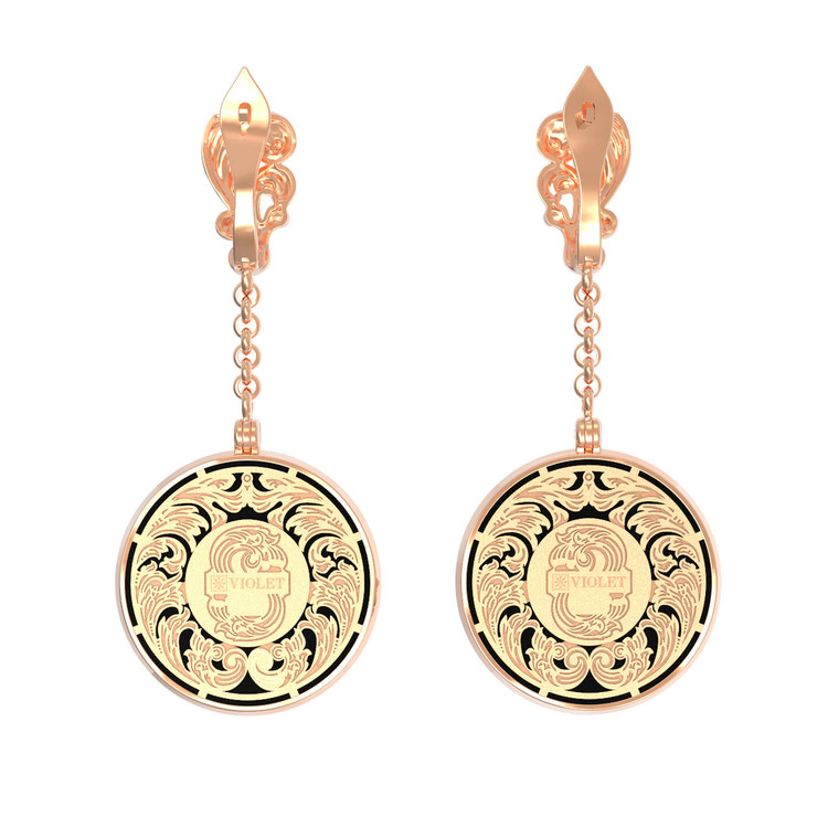 Серьги из золота c эмаль и ониксом