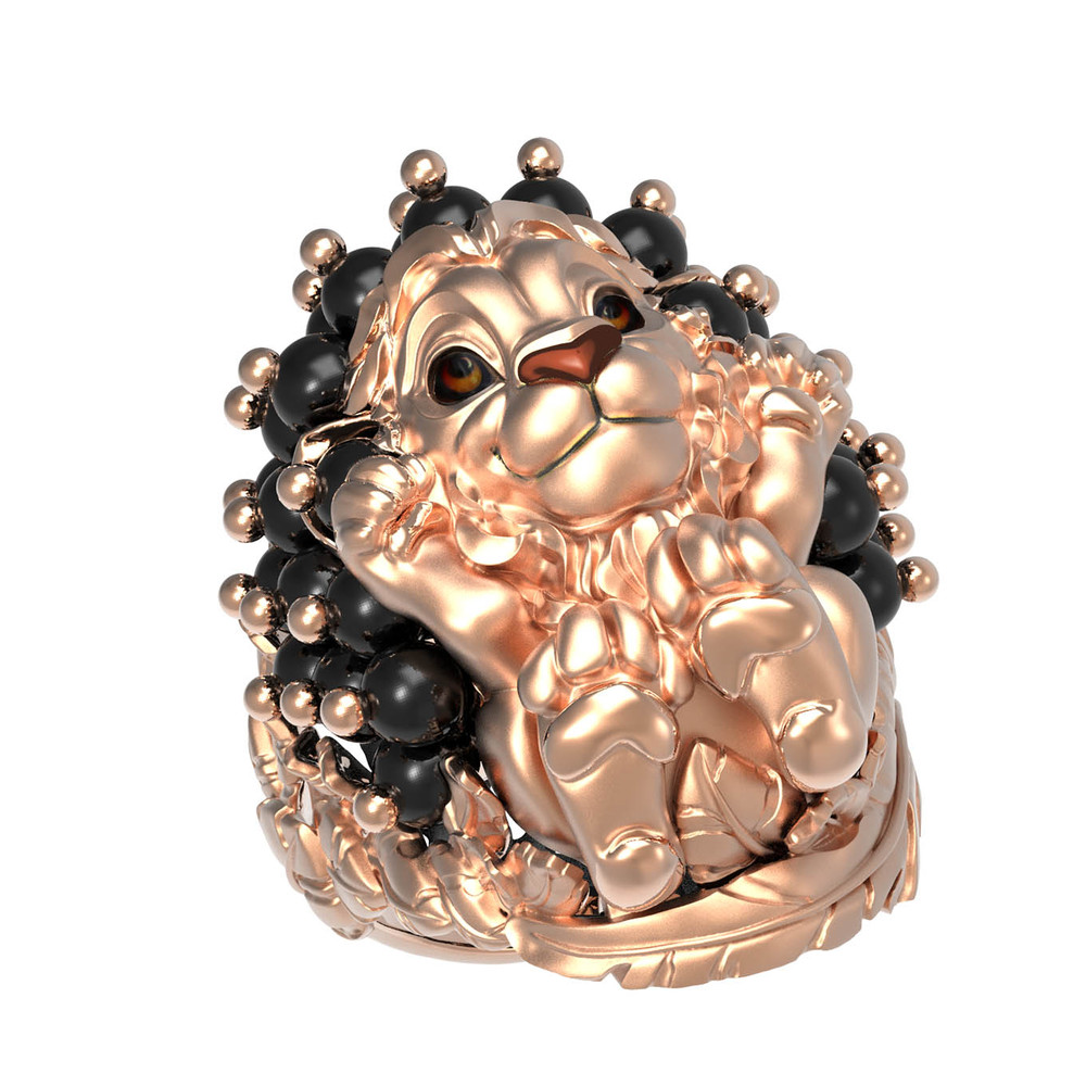 Кольцо из золота c эмаль и ониксом