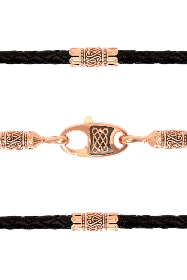 Шнурок кожаный из золота c кожаным шнурком