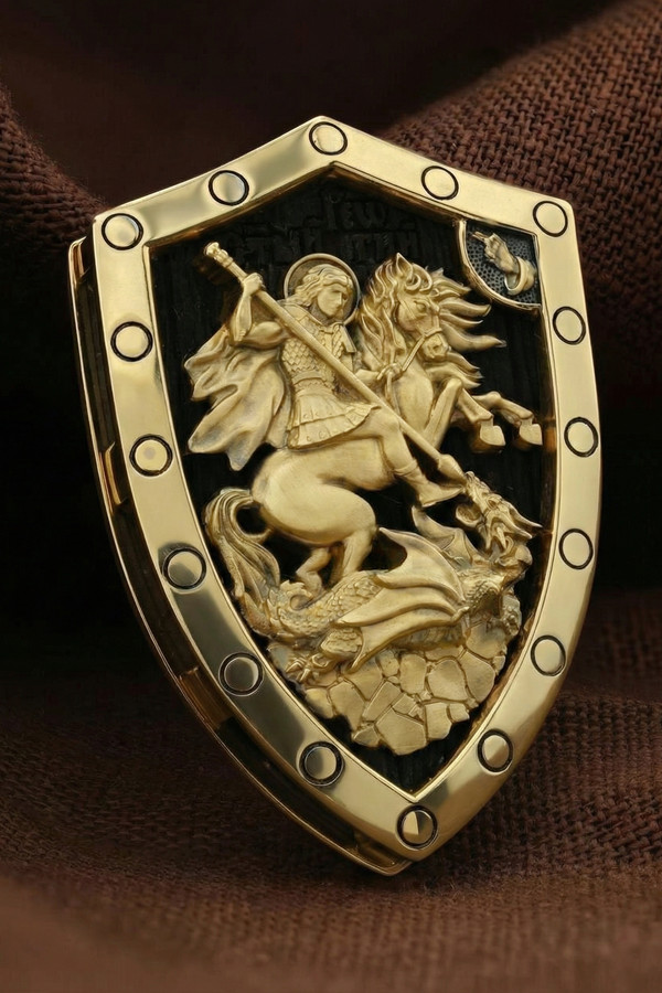 Образок из лимонного золота c эбеновым деревом