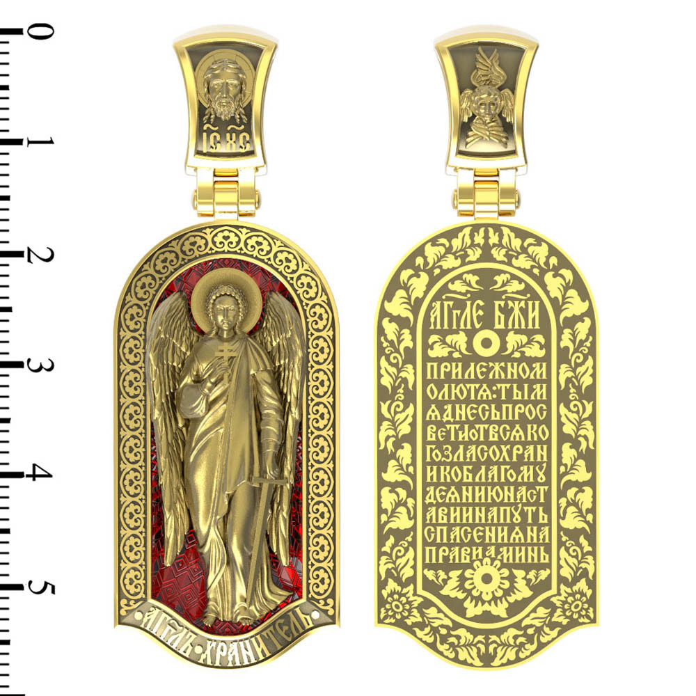 Образок из лимонного золота c эмаль