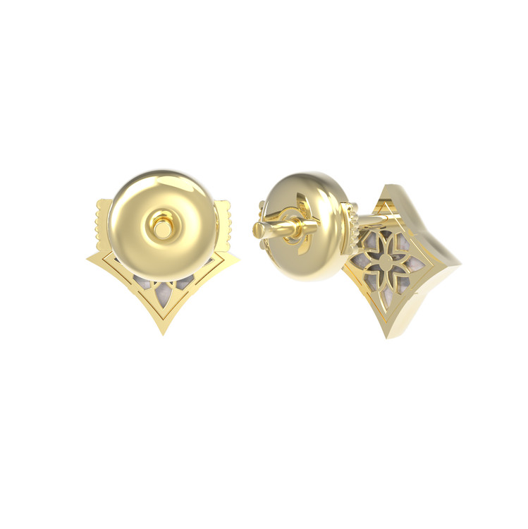 Серьги из лимонного золота c перламутром