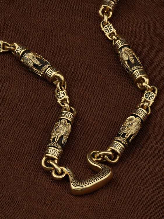 Цепь из лимонного золота c эмаль и эбеновым деревом