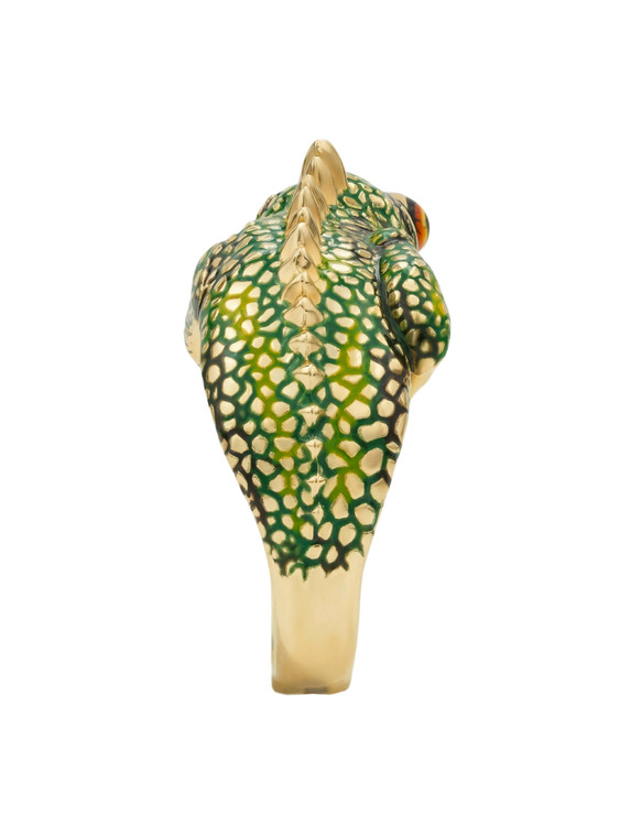 Кольцо из лимонного золота c эмаль и рубином