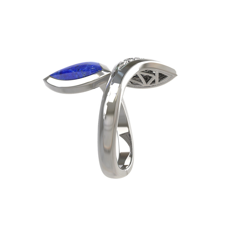 Кольцо из белого золота c бриллиантами и лазуритом