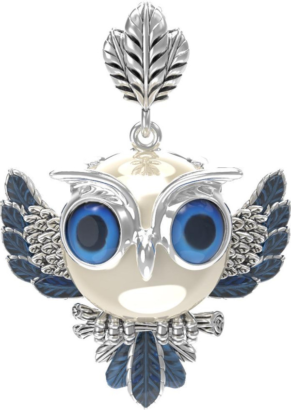 Подвеска из белого золота c эмаль и жемчугом