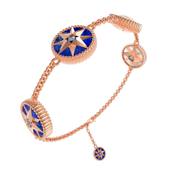 Браслет из золота c фианитом, лазуритом и перламутром