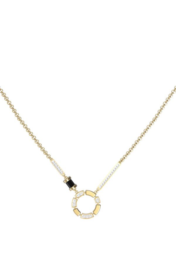 Колье из лимонного золота c бриллиантами и ониксом