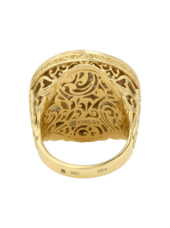 Кольцо из лимонного золота c эмаль