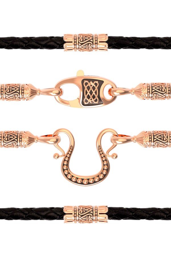 Шнурок кожаный из золота c кожаным шнурком