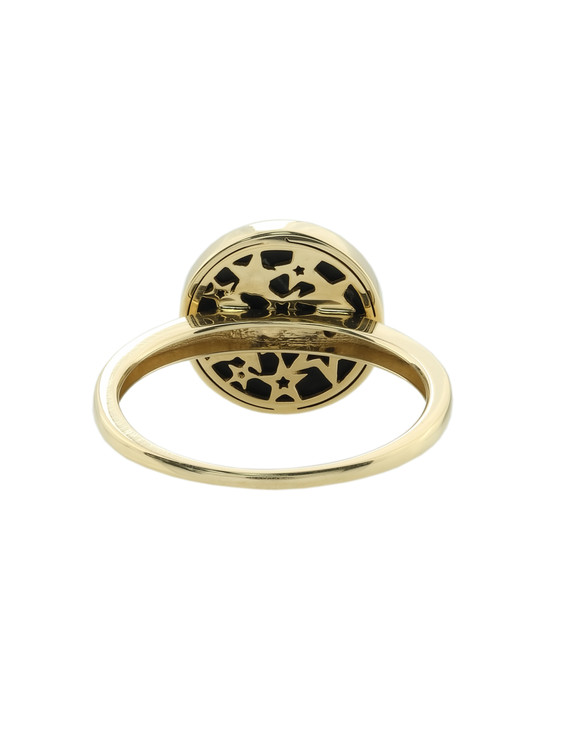 Кольцо из лимонного золота c бриллиантами и ониксом