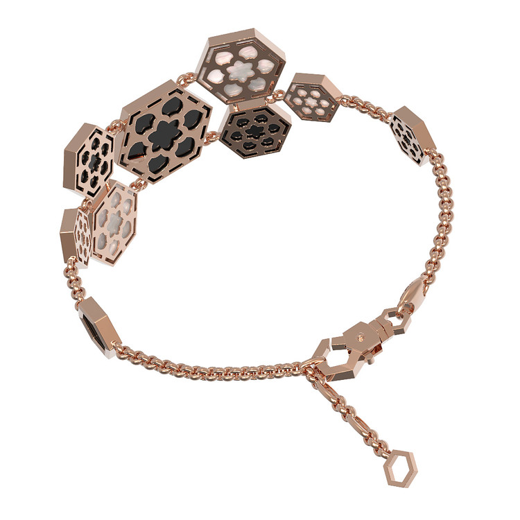 Браслет из золота c ониксом и перламутром