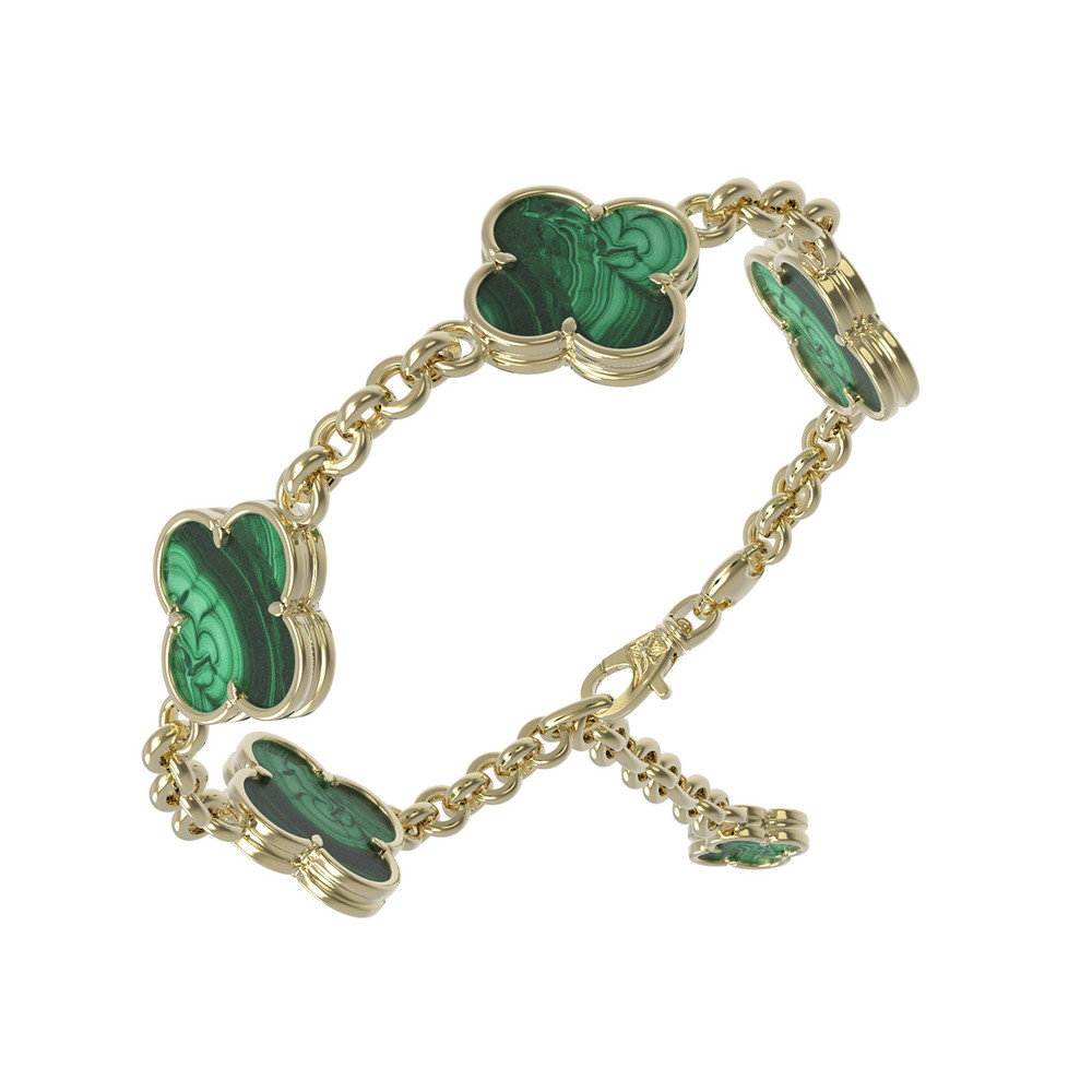 Браслет из лимонного золота c малахитом