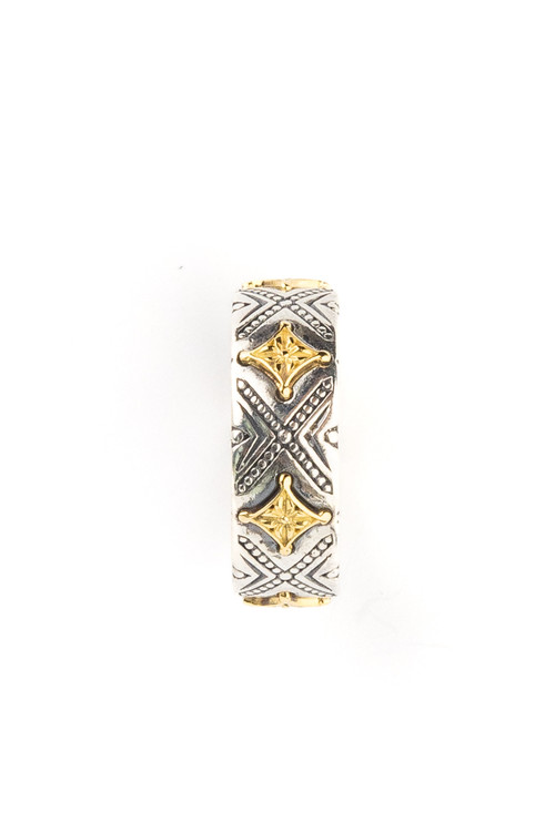 Кольцо из серебра и золота c рубином