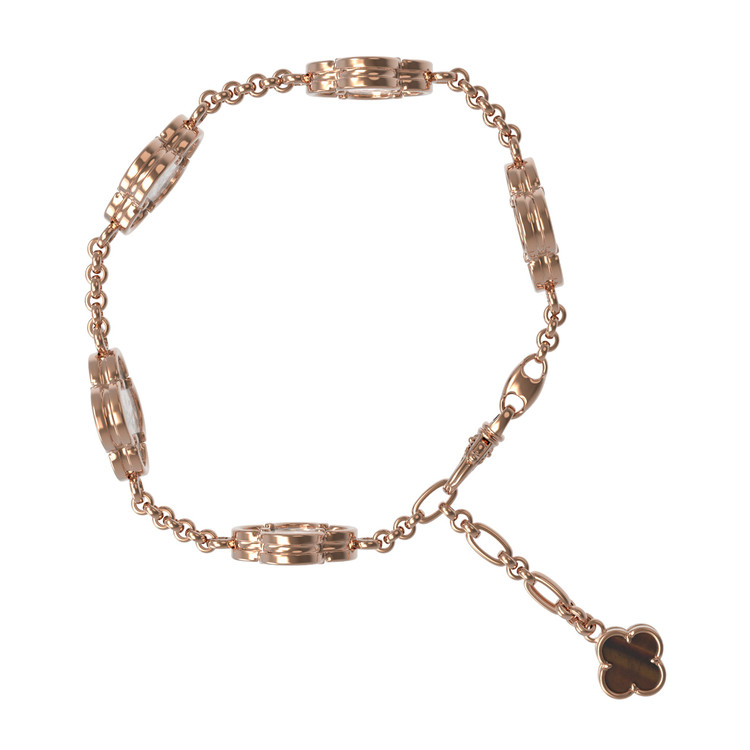 Браслет из золота c тигровым глазом и перламутром