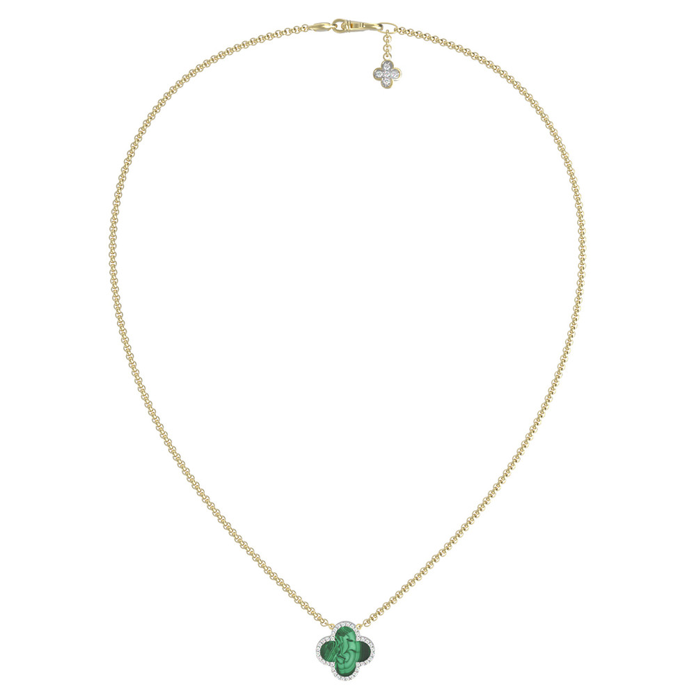 Колье из лимонного золота c бриллиантами и малахитом