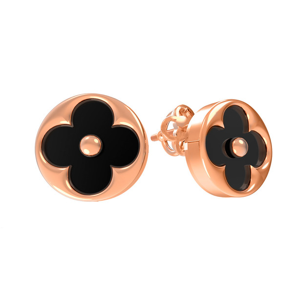 Серьги из золота c ониксом