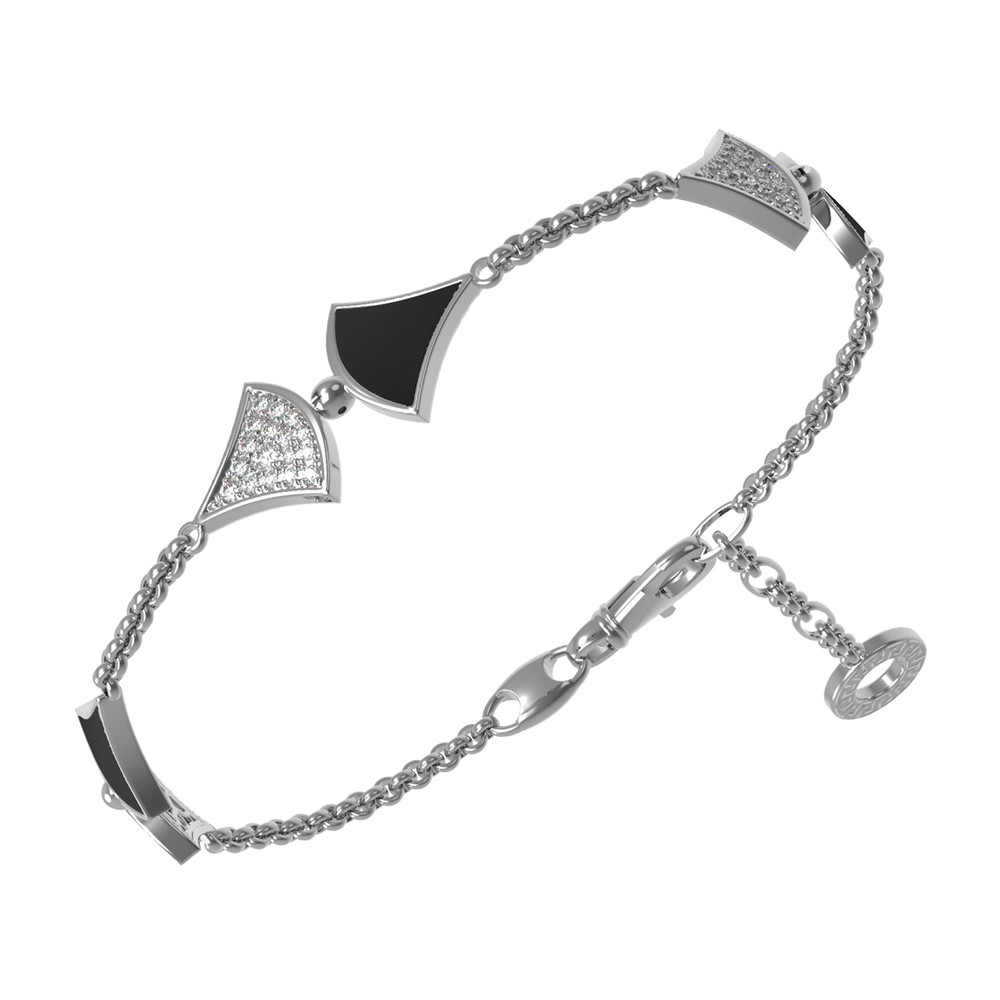 Браслет из белого золота c бриллиантами и ониксом