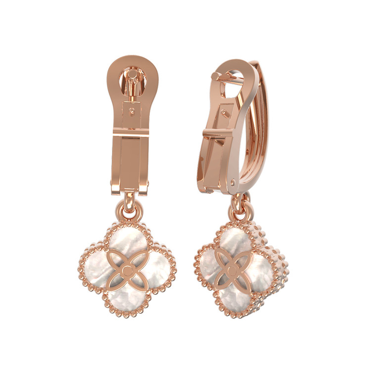 Серьги из золота c бриллиантами и перламутром