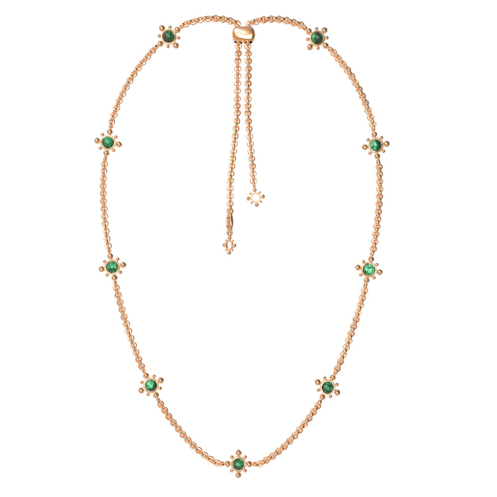 Колье из золота c малахитом