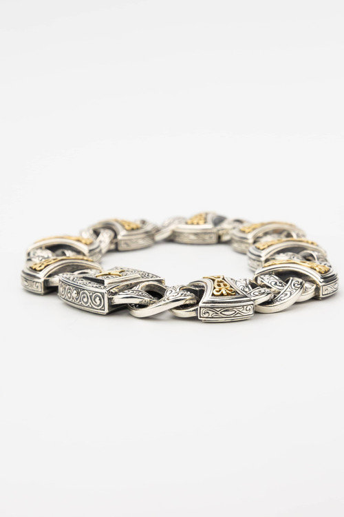 Браслет из серебра и золота c рубином