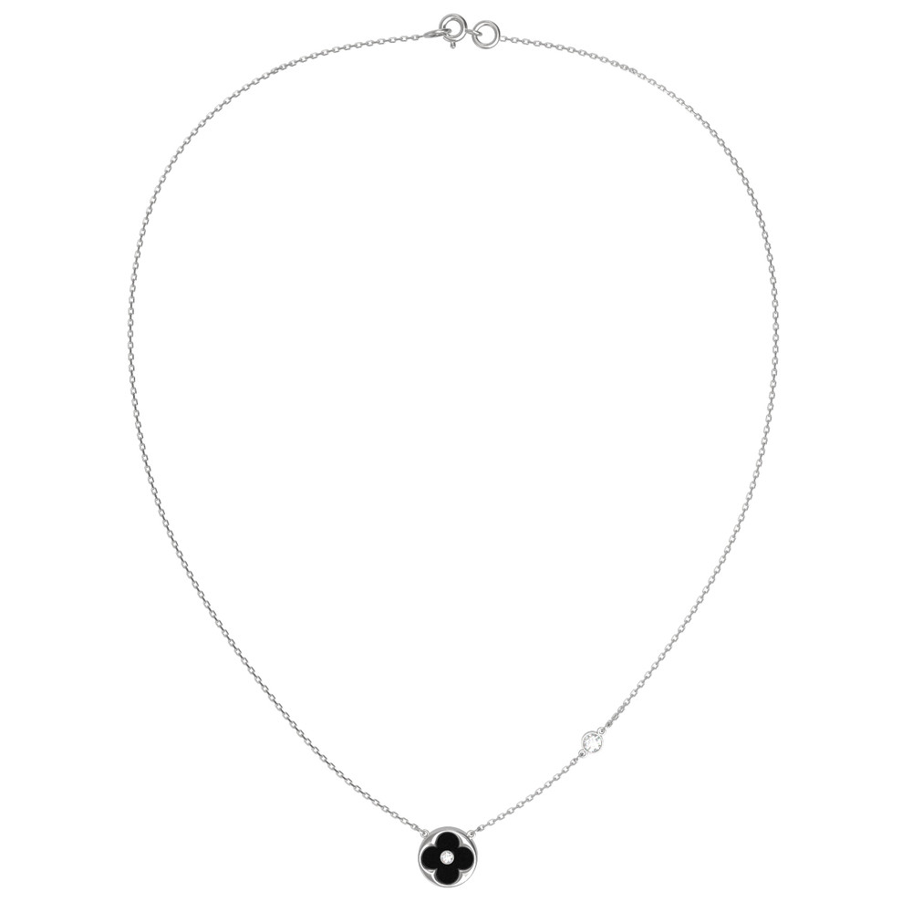 Колье из белого золота c бриллиантами и ониксом