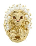 Кольцо из лимонного золота 585 пробы c эмалью и жемчугом