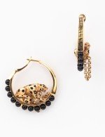 Серьги из золота 585 пробы c эмалью и ониксом