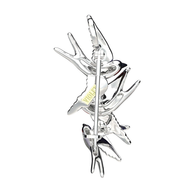 Брошь из белого золота c эмаль