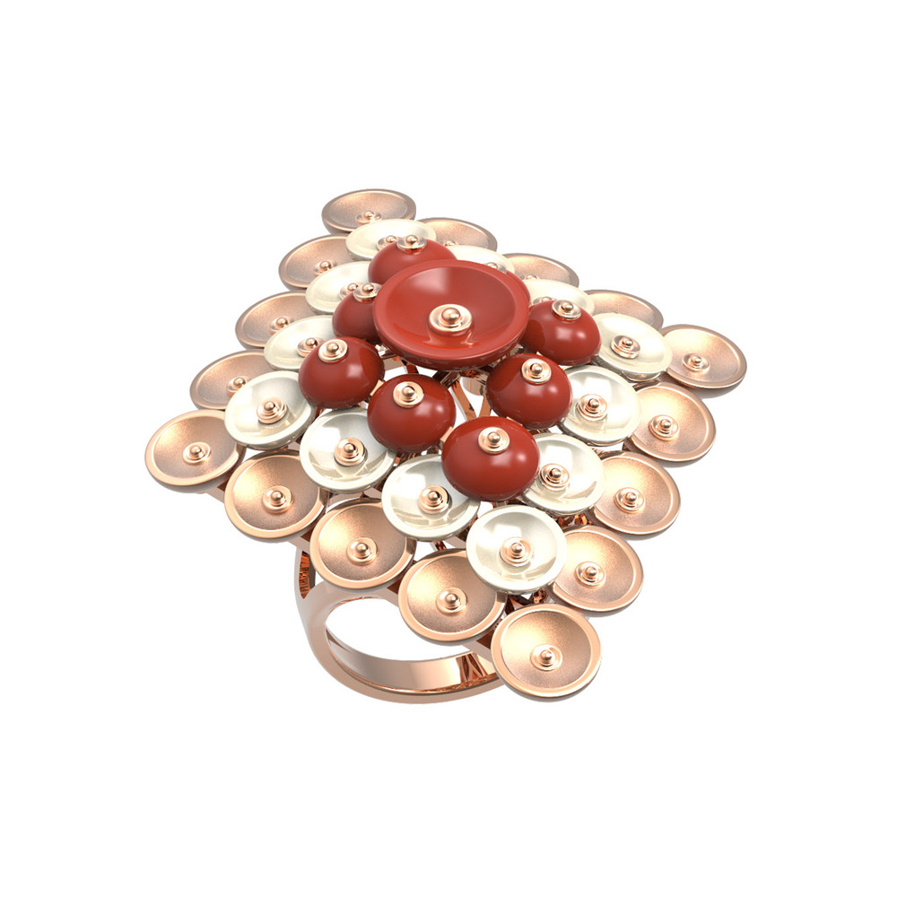 Кольцо из золота c агатом и перламутром