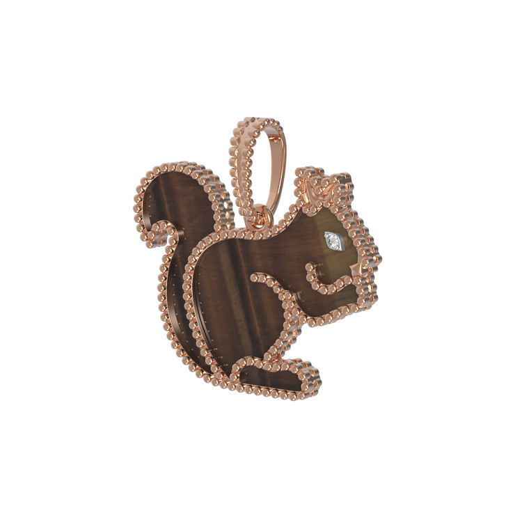 Подвеска из золота c бриллиантами и тигровым глазом