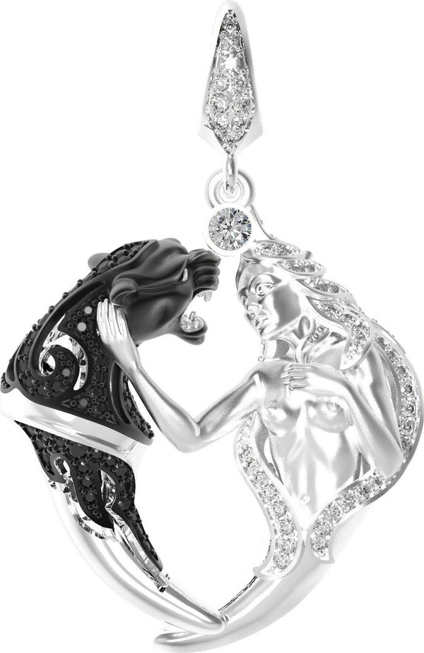 Подвеска из белого золота c фианитом