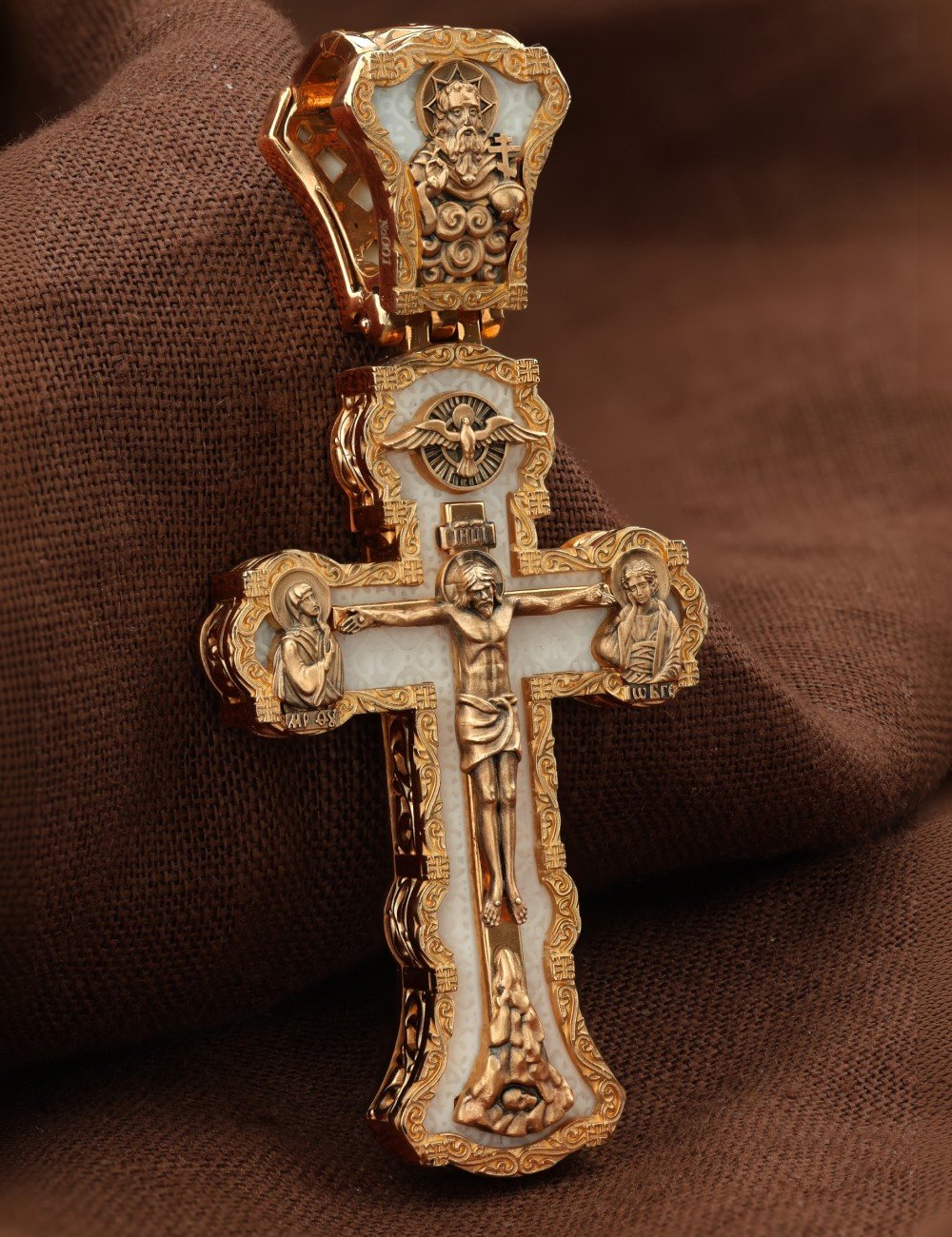 Крест из золота 585 пробы c бивнем мамонта