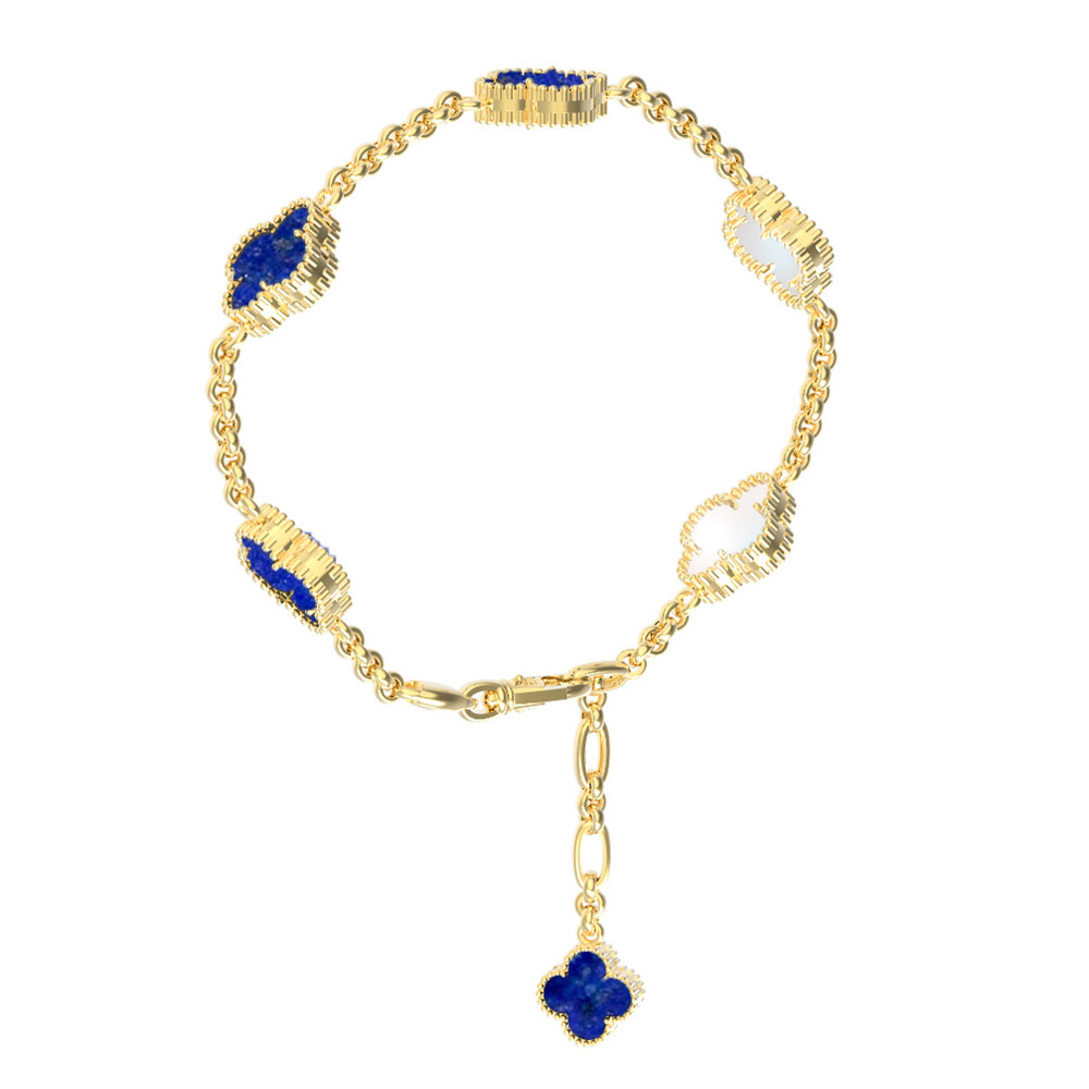 Браслет из лимонного золота c лазуритом и перламутром