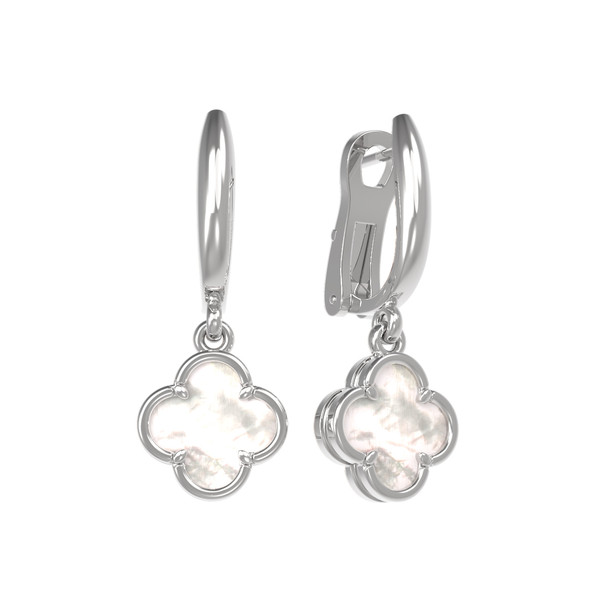 Серьги из белого золота c перламутром